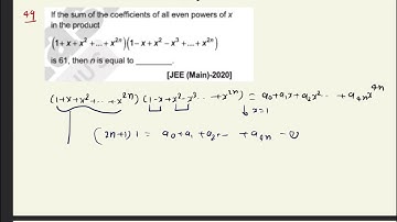 If the sum of the coefficients of all even powers of x in the product (1+x+x²+..x^2n)(1-x+x²-x³+..)