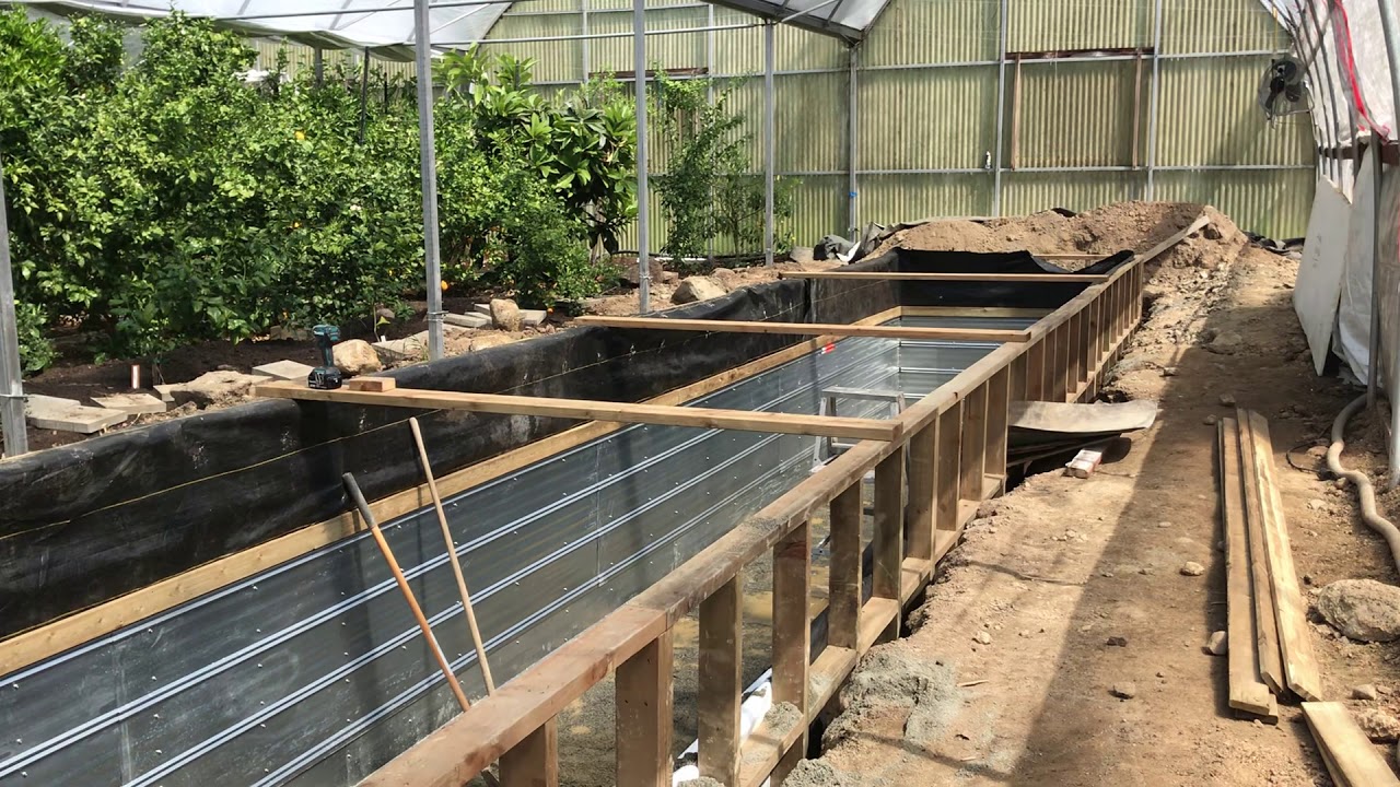 1 - Diy Wood Frame Lap Pool (Rainwater Tank/Heat Sink) - 40' X 7' X 6' Deep  In The Greenhouse - Youtube