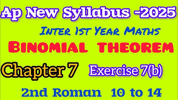 Inter first year maths new syllabus binomial theorem chapter 7 exercise 7b 2nd Roman 10 to 14