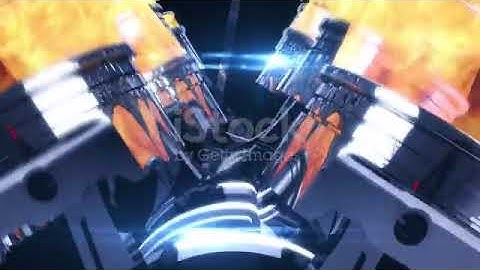 Shiny V8 Engine In Motion With Explosions stock video...