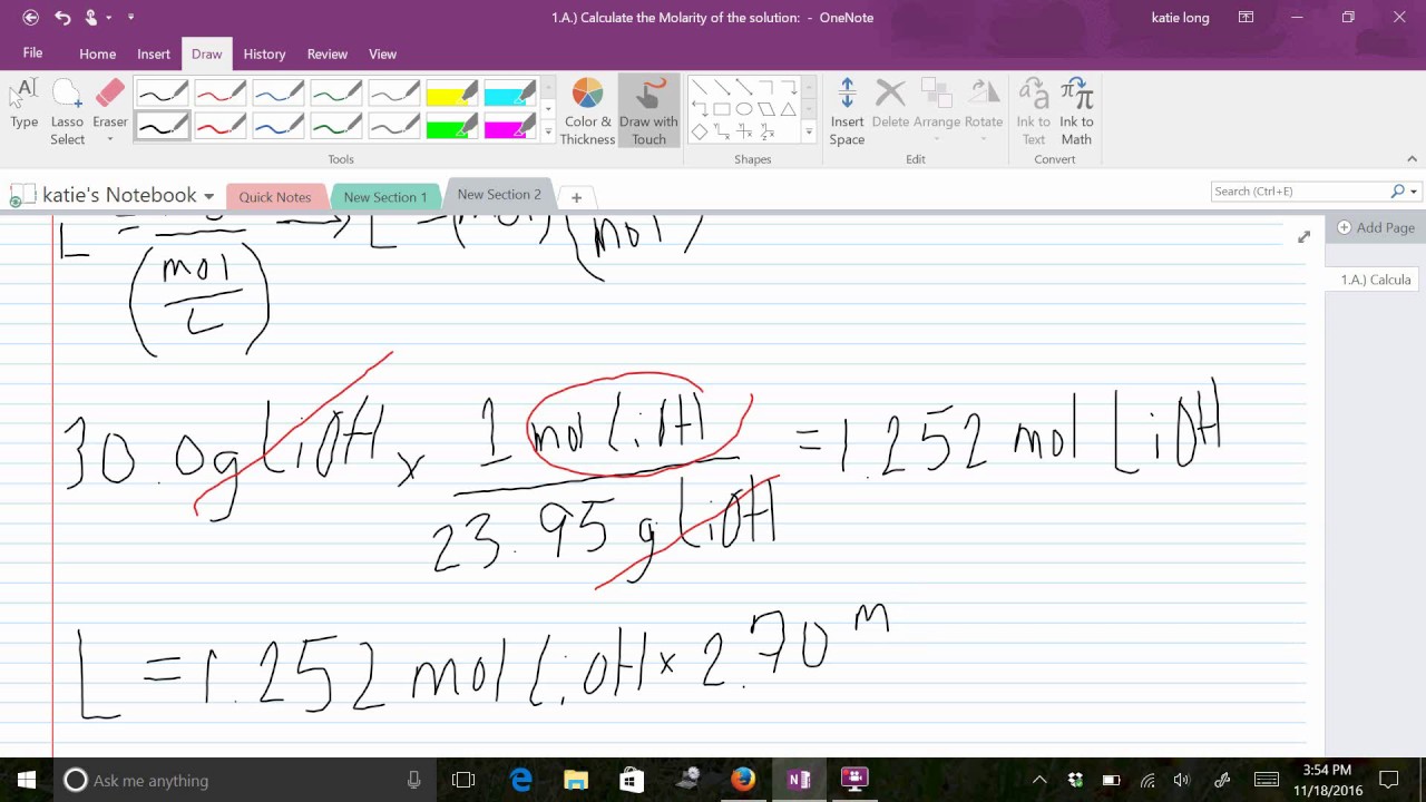 Molarity and Dilution Worksheet - YouTube