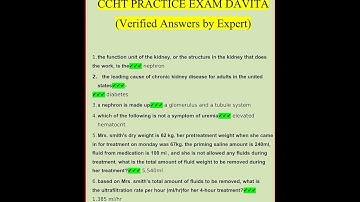Ccht Practice Exam Davita Questions And Answersverified Answupdate video