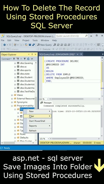 How to delete row or record using stored procedures sql server - YouTube