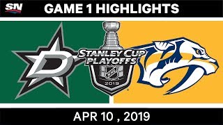 Miro heiskanen scored two goals and the dallas stars defeated
nashville predators in game 1.