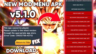 Dragon Ball Legends Ultra Mod Menu v5.1.0 Apk / Error Fix Mod Menu / Dragon Ball Legends Hack