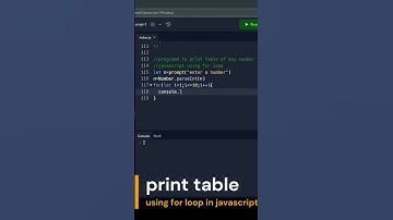 Print Table of any number using for loop in Javascript  #shorts #javascript #programming