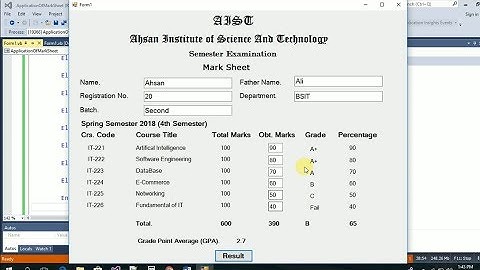 How to make Mark Sheet in VB.Net Windows Form Application Visual Studio?