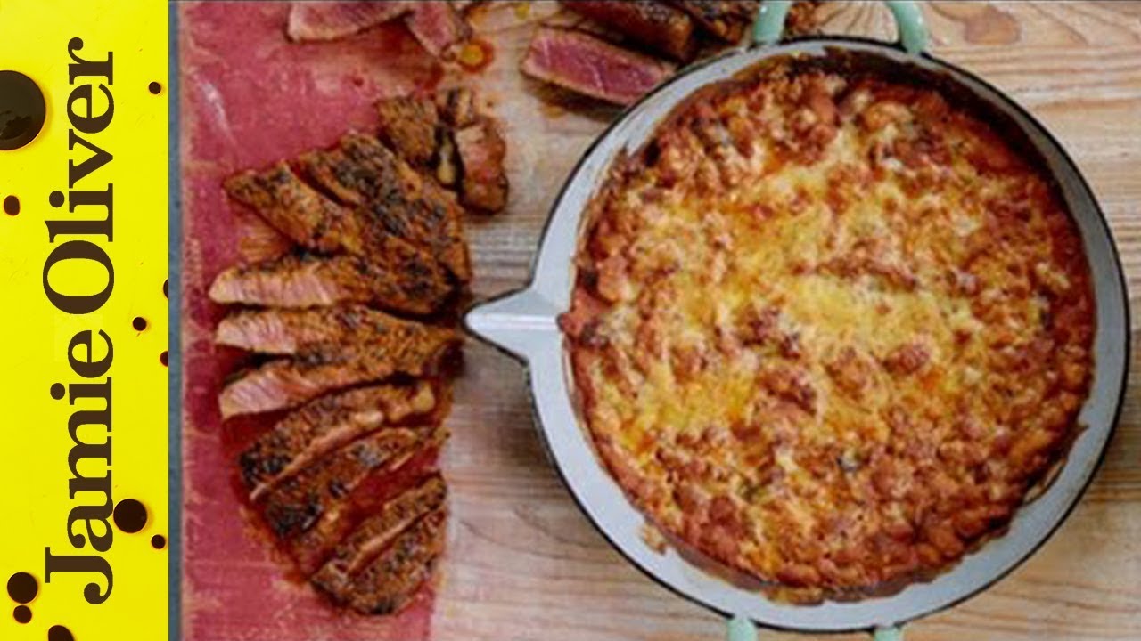 Quick Cajun Steak with BBQ Baked Beans | Jamie Oliver