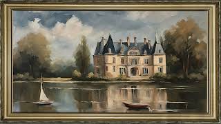 FREE TV ART VINTAGE SCREENSAVER BACKGROUND FRAMED FRENCH CHATEAU PAINTING NO SOUND WALLPAPER 4K