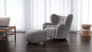 Flemming Lassen The Tired Man Lounge Chair & Footstool in Genuine Sheepskin | Mid Century Modern