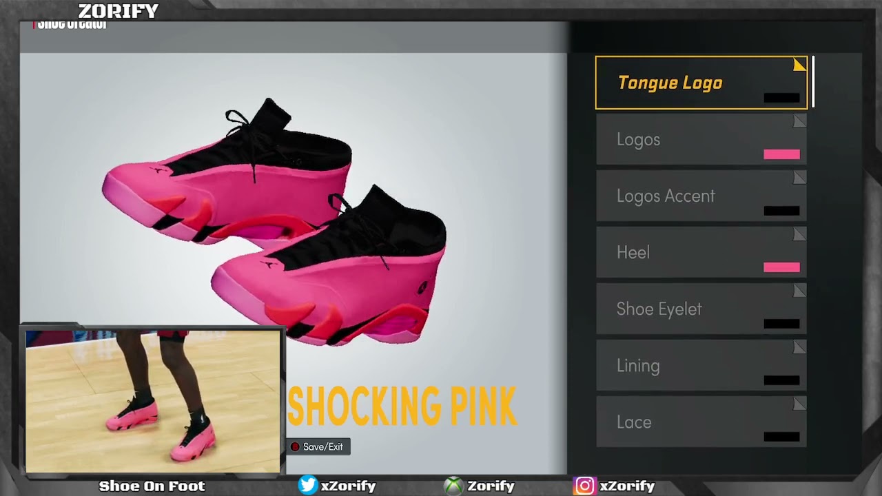 NBA 2K22 Next Gen Shoe Creator - Air Jordan 14 Low Shocking Pink