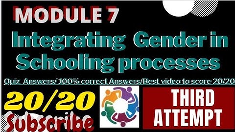 diksha 2.0 module 7 | Integrating Gender in Schooling processes | Quiz Answers | Third Set |