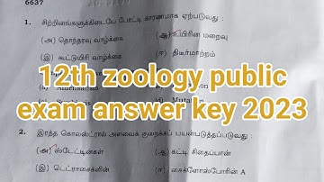 12th zoology public exam answer key 2023
