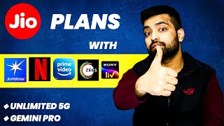 Jio SIM All OTT Plans With Unlimited 5G & Gemini Pro 🔥 Netflix, Jio Hotstar, Prime, Zee5, SonyLiv