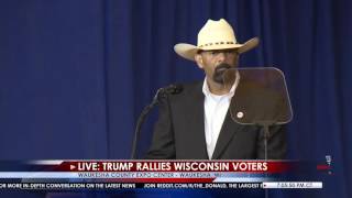 Sheriff David Clarke Brings Down the House at Donald Trump Waukesha, WI Rally 9/28/16