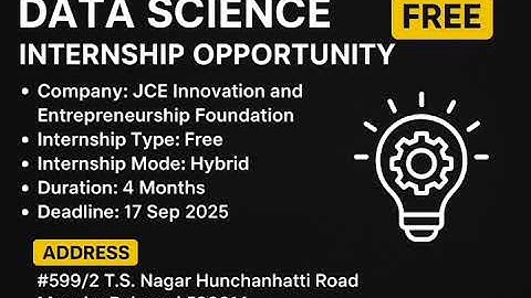 📊 Data Science Internship | JCE Innovation Foundation | VTU Approved| Hybrid |Free #vtu #internship