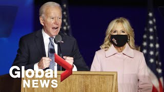 US election: Biden says he believes he’s “on track to win” during surprise speech