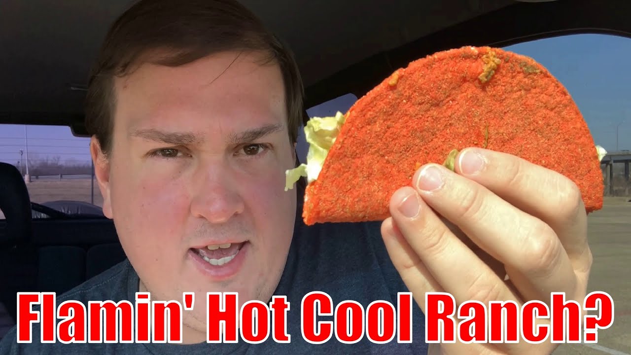 Taco Bell New Flamin' Hot Cool Ranch Doritos Locos Taco and Cheesy