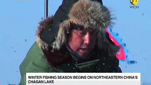 Winter fishing season begins on Northeastern China's Chagan lake