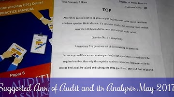 Suggested Answers of Auditing and Assurance and its ANALYSIS Paper