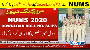NUMS Issued Entry test 2020 Roll Number Slips National mdcat 2020 latest news NUMS PMC ETEA 2020