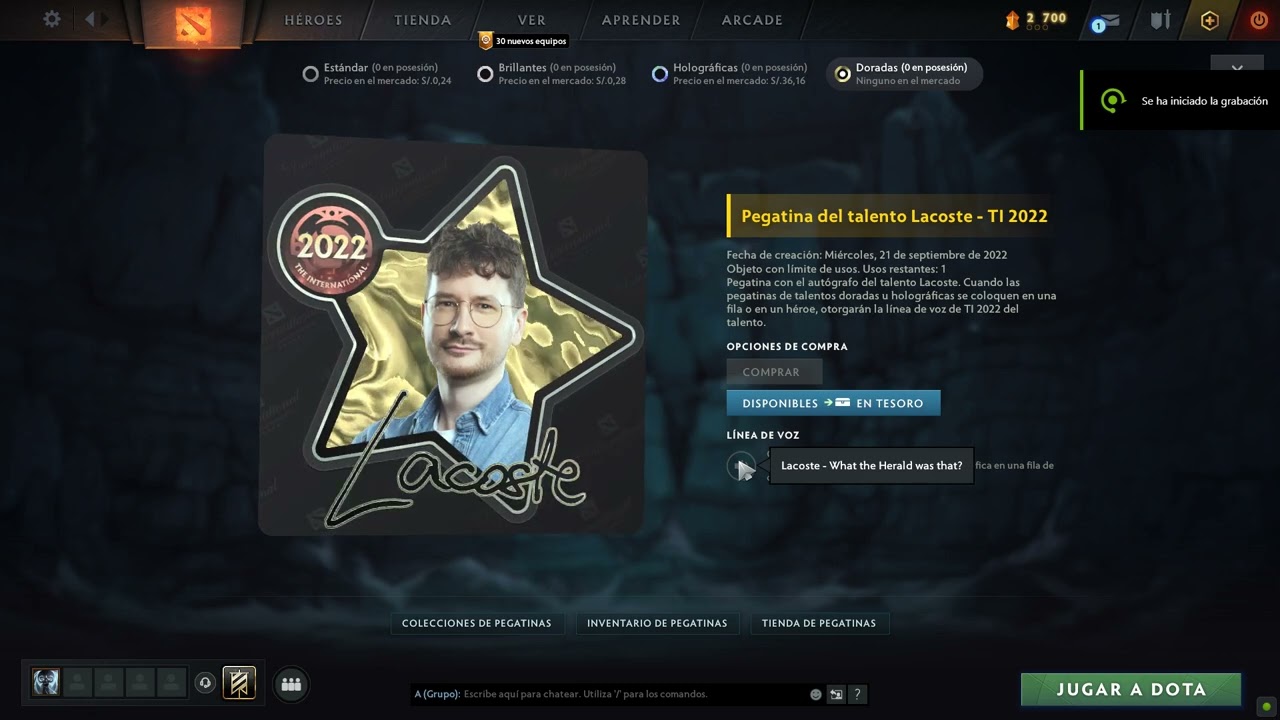 Lacoste english talent voice line 2022 dota 2