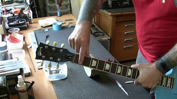 2005 Gibson Les Paul refret inc. nib removal and re-radiusing the fretboard...