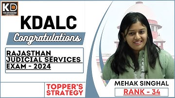 Success story of RJS MEHAK SINGHAL (Rank-34)|| RJS ||Strategy For Rajasthan Judicial Exam|| KDALC
