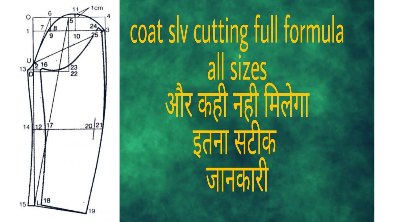 coat sleeve cutting (कोट की बाही कटिंग) सही तरीके से formula ke shath