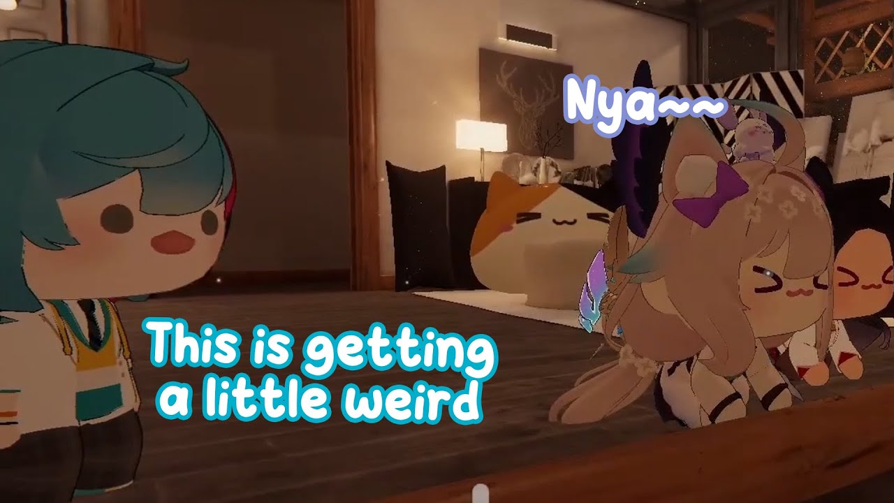 Kyo can't stand the cuteness of En-Nya Alouette and Scarle Yo-Nya-guni