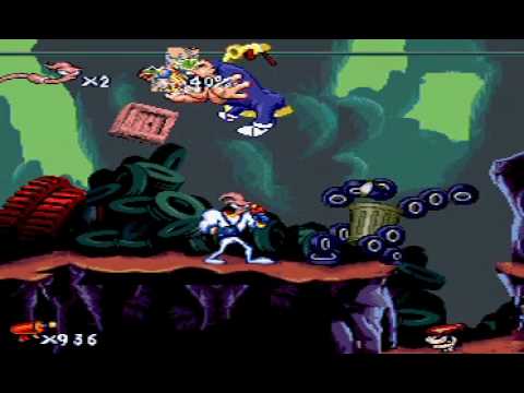 Jim Minhoca 2 final Boss Corrida desleal !! #earthwormjim #earthwormj