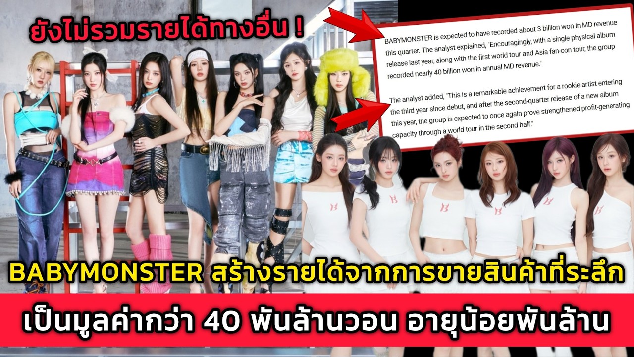 BABYMONSTER สร้างรายได้จากการขายสินค้าที่ระลึก เป็นมูลค่ากว่า 40 พันล้านวอน อายุน้อยพันล้าน
