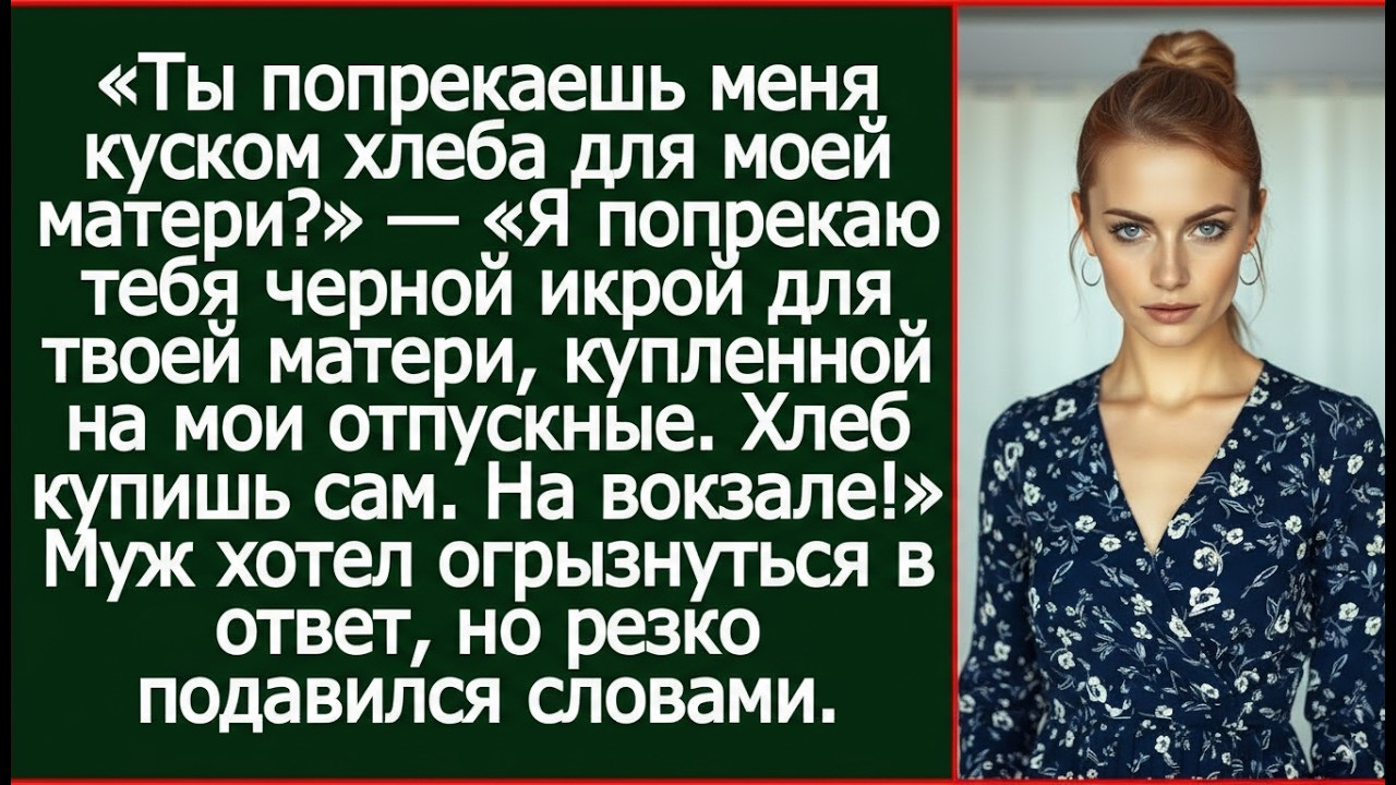 Ты купил черную икру для своей матери на мои отпускные? Отлично! Хлеб купишь на свои. На вокзале