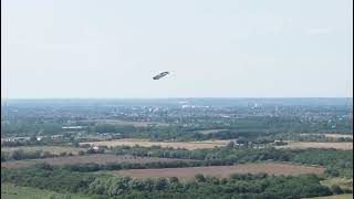 Goodyear blimp landing at Damyns Hall Aerodrome essex 