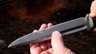 CPM 3V knife abuse test, 8' tactical fighter through concrete demonstration
