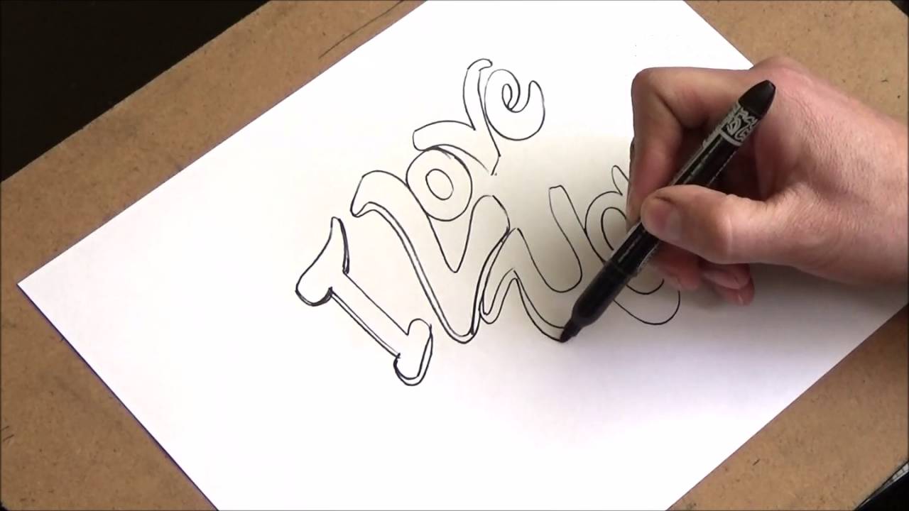 como dibujar i love you paso a paso - YouTube