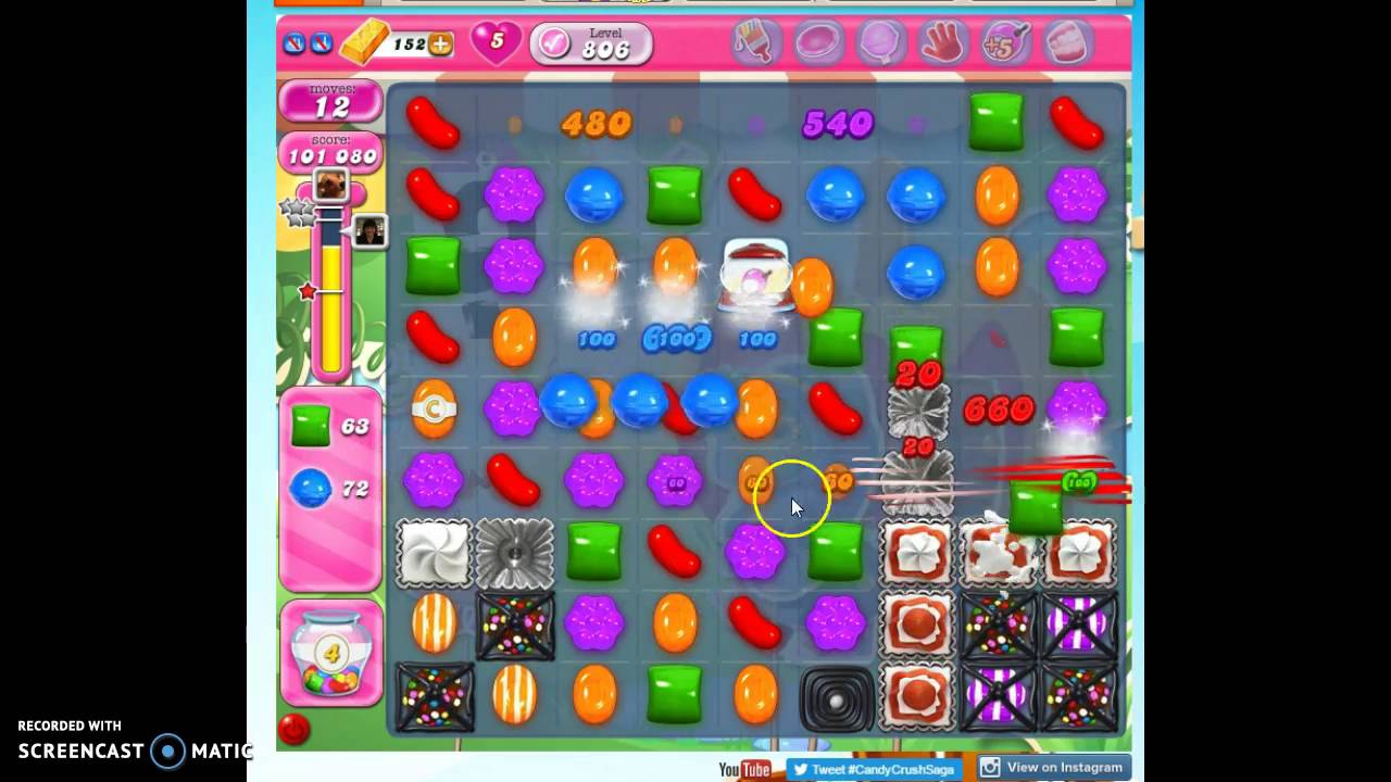 Candy Crush Level 806 help w/audio tips, hints, tricks - YouTube
