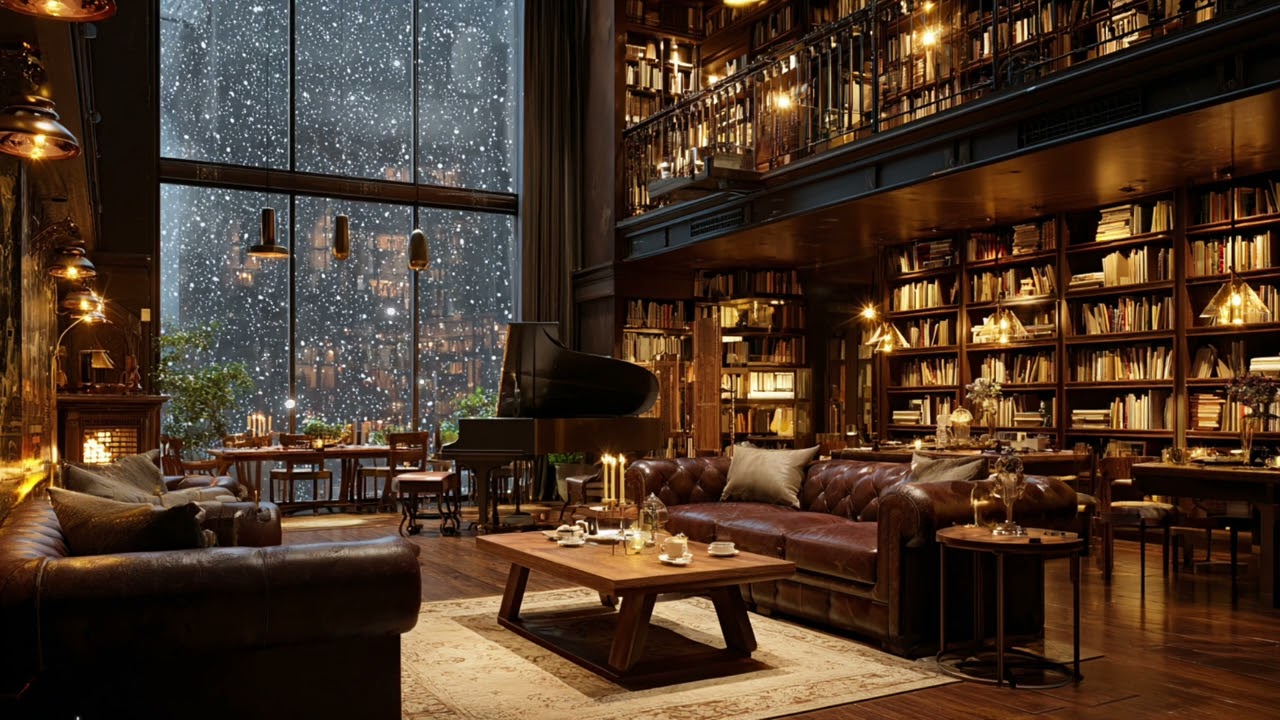 Soft Piano Jazz at Night ☕ Peaceful Café Music for Studying