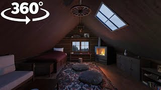 Snowfall But You Are In A  Cabin - 360° VR