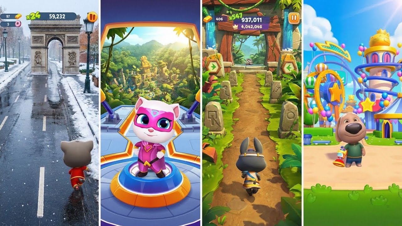 Talking Tom Gold Run,Talking Tom Blast Park,Talking Tom Hero Dash,Tom Time Rush - Android Gameplay