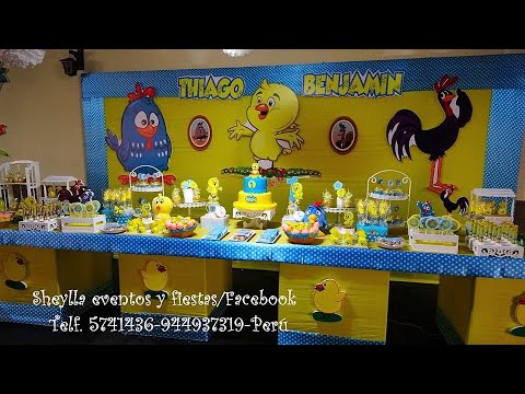Cabaña Buscar a tientas prototipo Decoración Gallina pintadita, tema pollito amarillito, fiesta de niños,  yellow chick decoration - YouTube