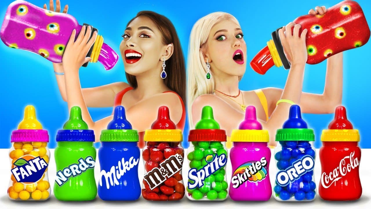 Bottle Candy Jelly Challenge! Drinking Fantastic Desserts & Bottle