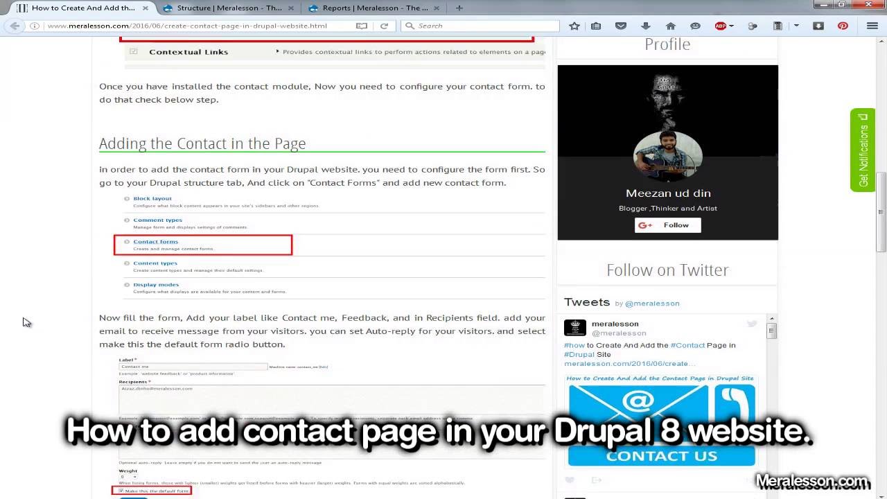 How to Create And Add the Contact Page in Drupal Site - YouTube