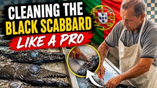 HOW A PROFESSIONAL CLEANS MADEIRA’S TERRIFYING BLACK SCABBARD FISH! 🐟🔪