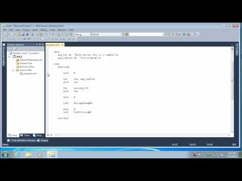Writing a windows assembly program with visual C++ express/visual studio part3