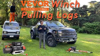 Vevor Winch Pulling Logs | Ford Raptor |  Firewood |