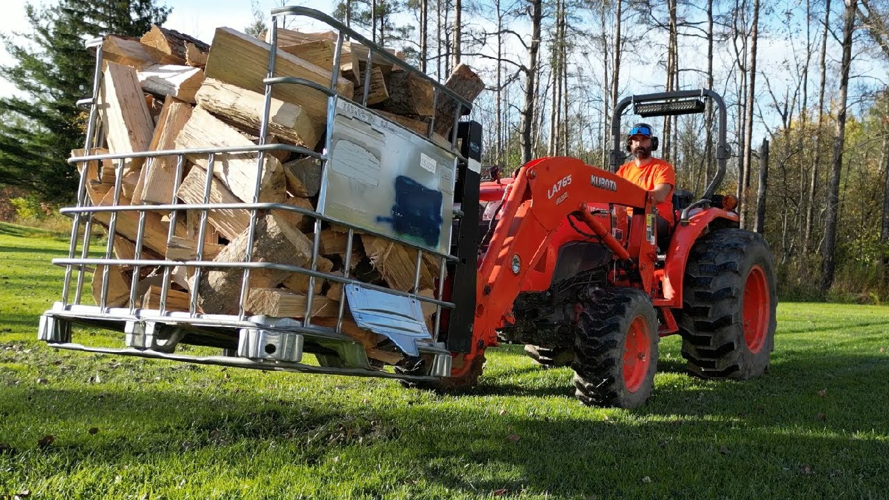 Moving IBC Totes of Firewood - YouTube
