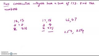 Two consecutive integers have a sum of 173  Find the numbers