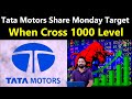 Tata Motors Share Monday Target | When TATA Motors Cross 1000 Level | Tata Motors Share Latest News
