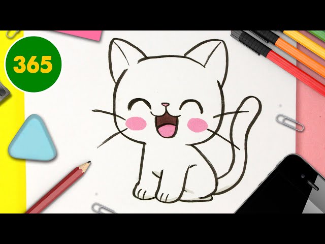 Gato kawaii para desenhar